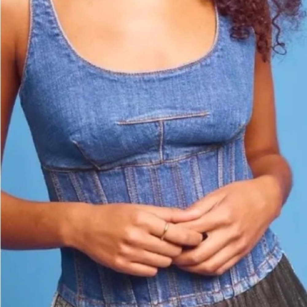 Anthropologie Maeve Denim Corset Size 2